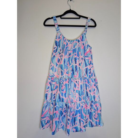 Lilly Pulitzer Loro Swing Dress Skim Blue Reel Nauti Nautical Summer Boho Size S - Picture 4 of 8